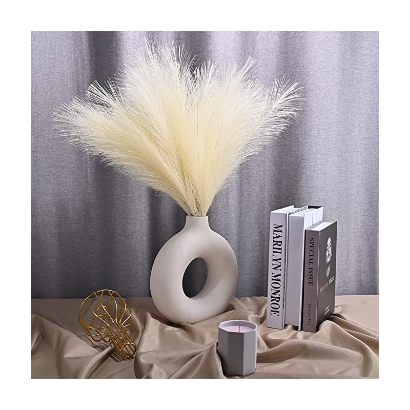 Eastern Rock White Ceramic Vases for Pampas Grass,Water Drop Design