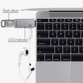 Liaoan Type-C to USB 3.0 OTG Adapter 2-in-1 with Indicator Light, Supports Headphone Audio Playback and Data Transmission, can Work synchronously, Suitable for Mobile USB, Mouse, Keyboard Converter.