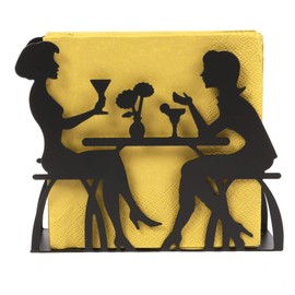 ORNAMI Metal Napkin Holder, Decorative Tissue Holder for Table (Dining Design, Black, 1)