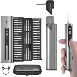 AM ARROWMAX 7.4V Mini Electric Screwdriver & Removable Angle Screw, Precision Electric Screwdriver Set, 60 in 1 Magnetic Bit, 5 Torque Setting, 5/32''Hex, Repair Tools For Phone Camera Watch (M1 PLUS)