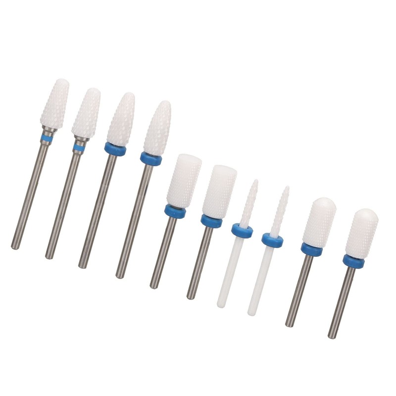 10 Piece Ceramic Nail Cutter Bit Set Manicure Drill Bits