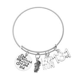 Infinity Collection 13.1 Running Gifts- Half Marathon Runner Charm Bracelet, Running Jewelry, Half Marathon Bracelet for Women, Gift for Runners