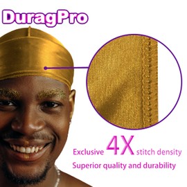 2 Pack Silky Satin Durag for Men & Women – Long Straps, Breathable & Comfortable Fit – Smooth, Soft Fabric for 360 Waves & Hair Protection – Durable Stitching, No-Slip Design - Gold