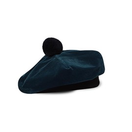 UMAM Scottish Traditional Tam o' Shatner Velvet Tammy Hat Flat Bonnet Kilt Solid Colors (Peacock Blue)