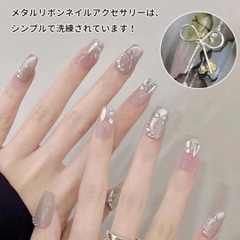 PAVIKE Nail Parts Metal Bowknot Ribbon Set of 16 2 Sizes Bowknot Wire Ribbon Metal Parts Ballet Silver Gold White Silver Rose Gold Handmade Nail Art Deco Parts