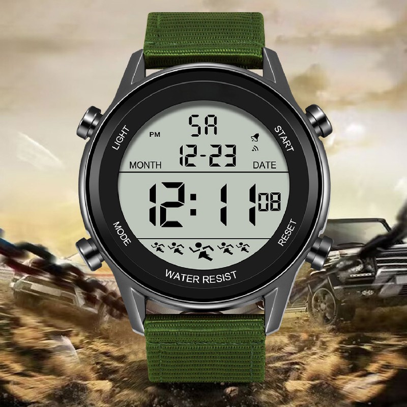 Men Digital Sports Watch Waterproof Alarm Countdown Dual Time Zone