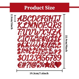 1 Inch Glitter Letter Sticker - Self Adhesive Alphabet Number Stickers for Scrapbook,Christmas,Wedding,Mailboxes,Name,DIY and Craft - 8 Sheets Shimmering Red