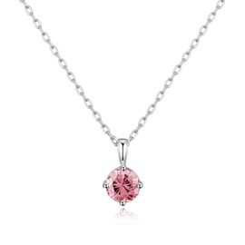 Philip Jones Sterling Silver October (Tourmaline) Birthstone Necklace Created with Zircondia® Crystals