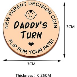 New Parent Decision Coin,Gifts for Mum Dad,Newborn Baby Gifts,Flip Coin Decision,Mother's Day,Novelty Gift,for Father and Pregnant Mother,Stainless Steel(Rose Gold)