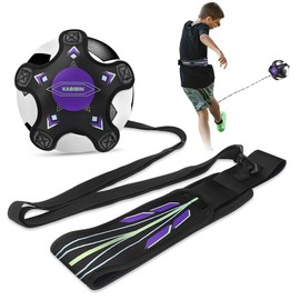Kabibin Soccer Training Equipment, Solo Soccer Kick Trainer for Kids Adults Volleyball Practice Aid Bungee Waist Belt (Purple)