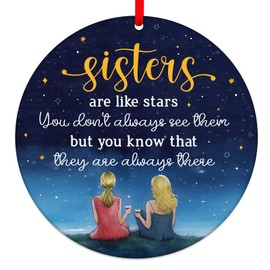 PETCEE Sisters Christmas Ornament 2023 Like Stars Sisters Ornament for Christmas Tree Decorations,Sister Gifts from Sister,Christmas Sister Gifts Keepsake for Friends Sisters in Law Women