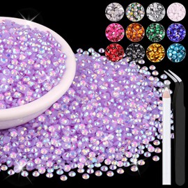 12000PCS 2mm Resin Jelly Rhinestones in Bulk (Lavender Purple AB), Bedazzling Flatback Crystals Rhinestones for Crafting DIY Nail Decoration, Gems Diomand Charms for Tumbler Shoes Clothing Fabric