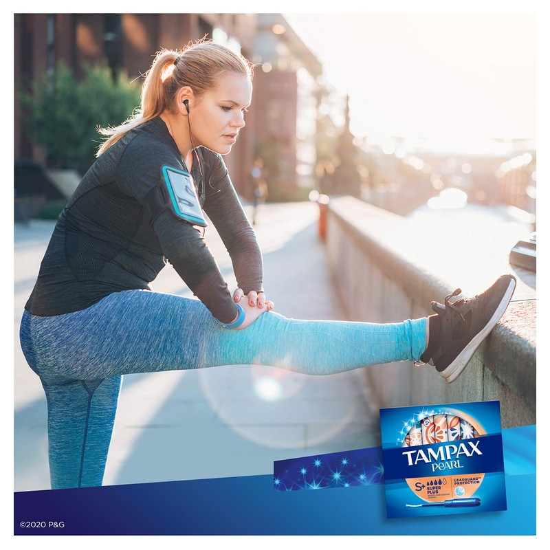 Tampax Pearl Tampons with Plastic Applicator, Super Plus Absorbency, Unscented,