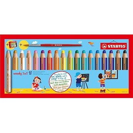 Woody Watercolour Pencils with Sharpener and Brush Stabilo Pack of 2