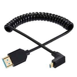 KKM-Loveshow [JCT Invoice Available] [8K Stable 1.2M] 8K Micro HDMI to HDMI Cable, 48Gbps Ultra Thin Micro HDMI to HDMI Converter Adapter, HDMI Male to Micro HDMI Male Coiled Cable, HDMI 2.1 Coiled
