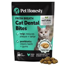 Fresh Breath Dental Bites for Cats – Crunchy & Creamy Cat Dental Treats for Fresh Breath, Tartar & Plaque Control – Dual-Texture Cat Oral Care Bites for Bright Teeth & Healthy Gums – 30 Day Supply