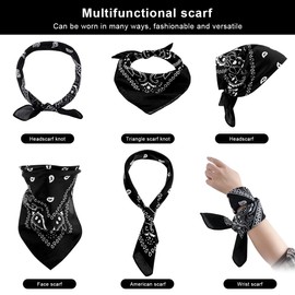 Pack of 12 Bandanas for Men and Women, Nicki Scarf, Paisley Pattern Headscarf, Novelty Cowboy Neckerchiefs, Headwear, Hair Scarf, Handkerchief (55 x 55 cm), light red