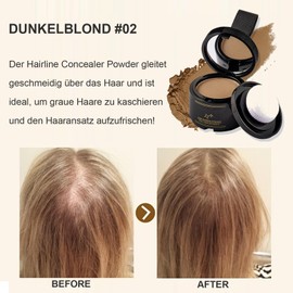 Ansatzpuder - Haarpuder Männer und Frauen, Langanhaltend Haaransatz Puder, Wasserfestes Haar Concealer zur Haarverdichtung Wurzeln, Haar Puder für Haaransatz Kaschieren und Wurzel (Dunkelblond)