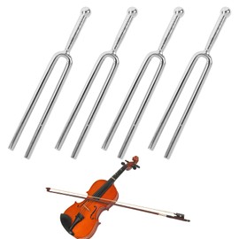 A440 Tuning Fork Set,4pcs 440hz Tuning Forks for Guitar/Violin,A 440 Hz Violin Guitar Tuner,A440 Hz Tuning Fork,Professional Musical Standard Instruments Violin Guitar Tuner Device,Silvery Tuning Fork