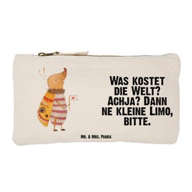 Mr. & Mrs. Panda Size S Small Make-Up Bag with Flags - Gift, Animals, Good Mood, Cute Animal Motifs, Kitchen Decoration, Cosmetic Bag, White, Hand drawn