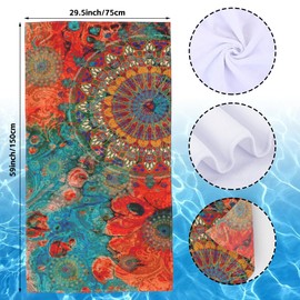 BAIOAOPA Beach Towel,Vintage Colorful Mandala Dark Eyes Lightweight Compact Sand Free Quick Dry Oversized Pool Swimming Towels for Girls Women Adults,29.5"×59"