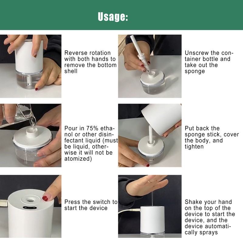 Ethanol Atomizer Cleaner FullAutomatic Induction Spray Sensor Dispenser for Home