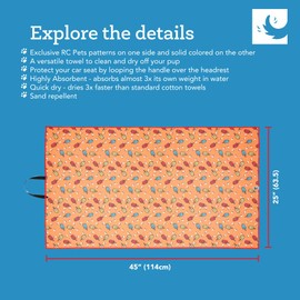 RC Pet Products Versatile, Protective, Highly Absorbent, Quick Dry Tag Along Towel | Popsicles