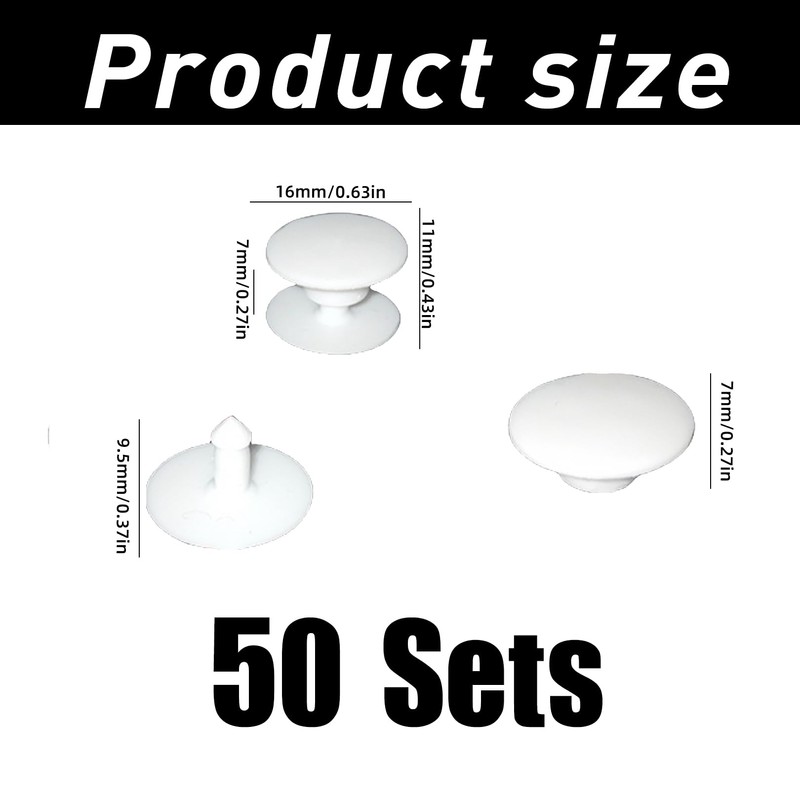 WLVinson Pack of 50 Plastic Rivets, Snap Fasteners for Shoes,