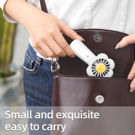 OATSBASF Mini Portable Fan Cute Handheld Fan Rechargeable, 3 Speeds of Wind Adjustment, USB Cute Design, Quiet Pocket Fan, Kids Personal Small Hand Fan (White)