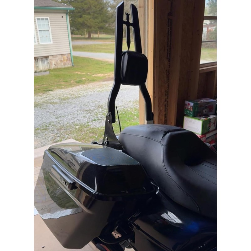 Black Detachable Sissy Bar Passenger Backrest Rear Pad for Harley
