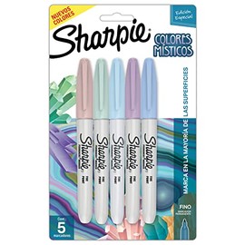 Sharpie Marcadores Permanentes, Colores Místicos, Punta Fina, Surtidos, Edición Especial, 5 Piezas, 2155612