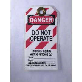 IDEAL, PVC Danger Do Not Operate LOCKOUT / TAGOUT Tag 44-830.