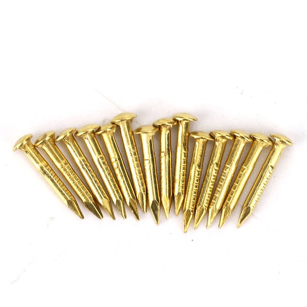 100 Pcs Brass Round Head Pins, 10mm Gold Panel Nails Small Escutcheon Pins Antique Upholstery Pins, for Wood Handmade Thread Pictures Furniture Hinge Hardware Accessories Fasteners