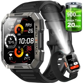 Relojes inteligentes militares para hombre Bluetooth llamada (responder/hacer llamada) 5 ATM impermeables