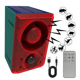 Solar Outdoor Motion Sensor Alarm - QXMH Dog Barking & Gunshot Sound, Support Recording&±Volume, 130db Motion Detector Alarm Light,with USB for Home,Villa,Farm,Barn,Say Goodbye to The Intruders