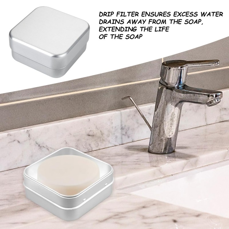 2 Pieces Aluminum Soap Dish with 2 Pieces Foaming Net,