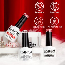 RARJSM Black White Gel Nail Polish Red Nail Polish Set Soak Off Gel Polish 3PCS 7.5ML UV LED Curing Required NailPolish Nail Art French Manicure DIY at Home