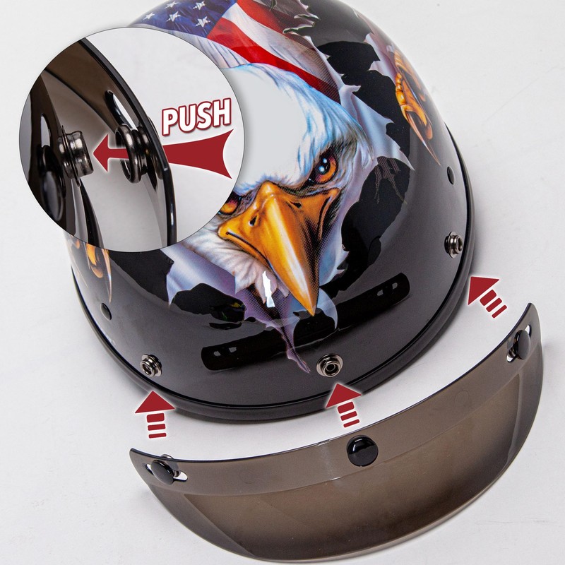 Cartman Cruiser Scooter Motorcycle Half Face Helmet, Patriotic Eagle USA