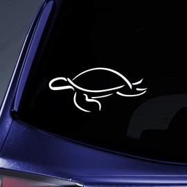 Bargain Max Decals Simple Turtle Outline Sticker Decal Notebook Car Laptop 5.5" (White)