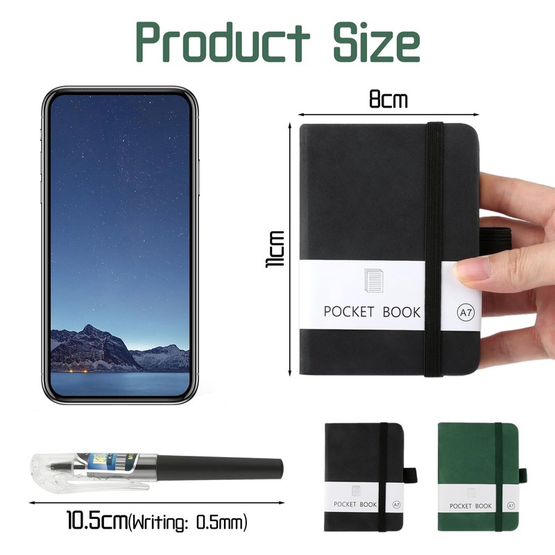 Pack of 2 Small Notebook Hardback Notebook A7 Notepad Small