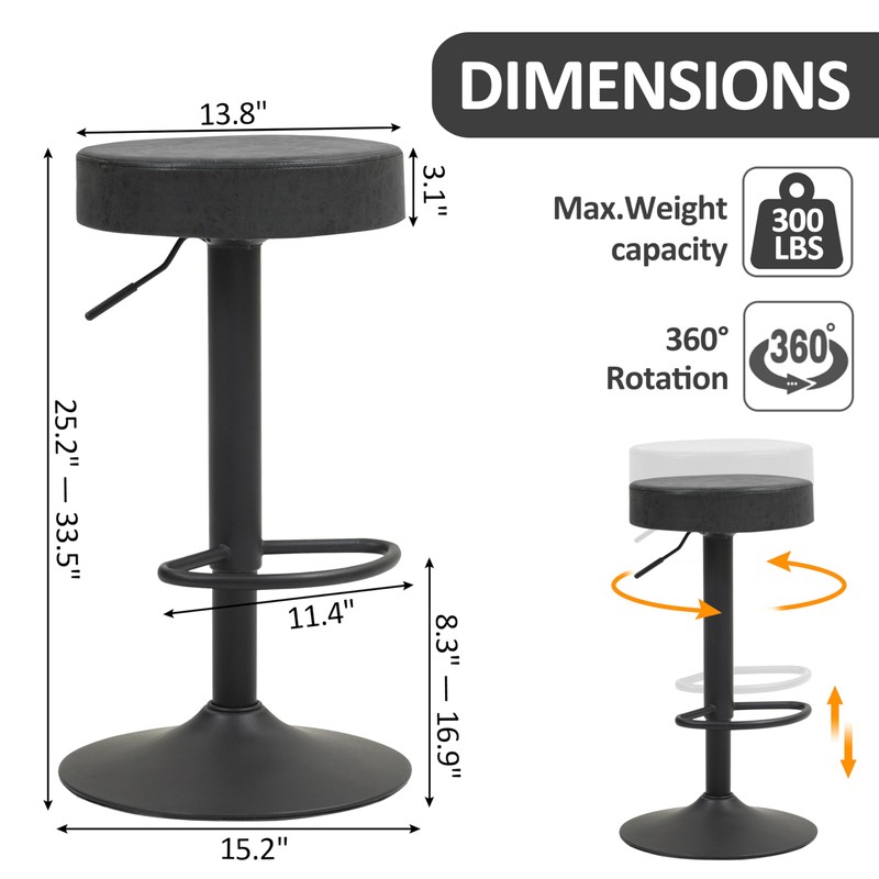 Finnhomy Bar Stools Set of 2 Counter Height, Swivel Barstools