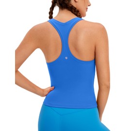 CRZ YOGA Butterluxe Racerback Workout Tank Tops for Women Sleeveless Gym Tops Athletic Yoga Shirts Camisole Sparkle Blue Medium