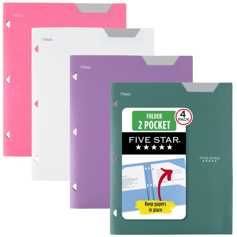 Five Star 2 – Carpeta de bolsillo, pestañas permanentes, plástico,