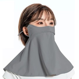 VEVE & MIKI Face Cover, Neck Guard, UPF50, Summer, Cool to Contact -5°C, Washable, Sunscreen Protection, Repeatedly, Sweat Absorbent, Quick Drying, UV Protection, Chase Cover, gray (dark gray)