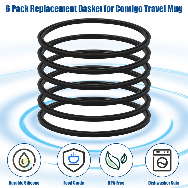 6pcs Replacement Gaskets Compatible with Contigo Snapseal Byron Travel Mug