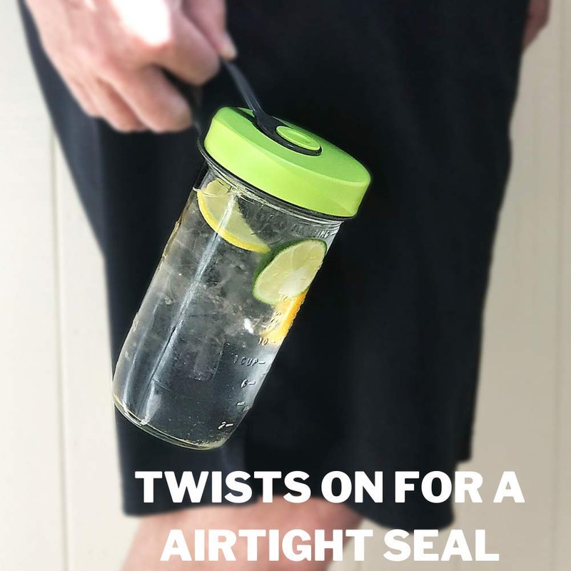 iLIDS Mason Jar Sport Lid, Wide Mouth, Sky Blue, Pack