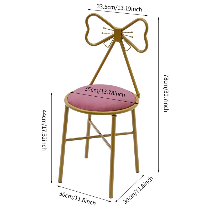 Modern Vanity Chair Stool, Cute Butterfly Shaped Backrest Makeup Chair