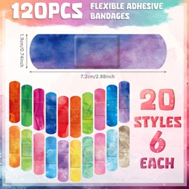 120 Pcs Kids Bandages Bulk Cute Cartoon Flexible Bandages Waterproof Breathable Bandages Strip Protect Cuts and Scrapes for Girls Boys Children Toddlers (Colorful Style)