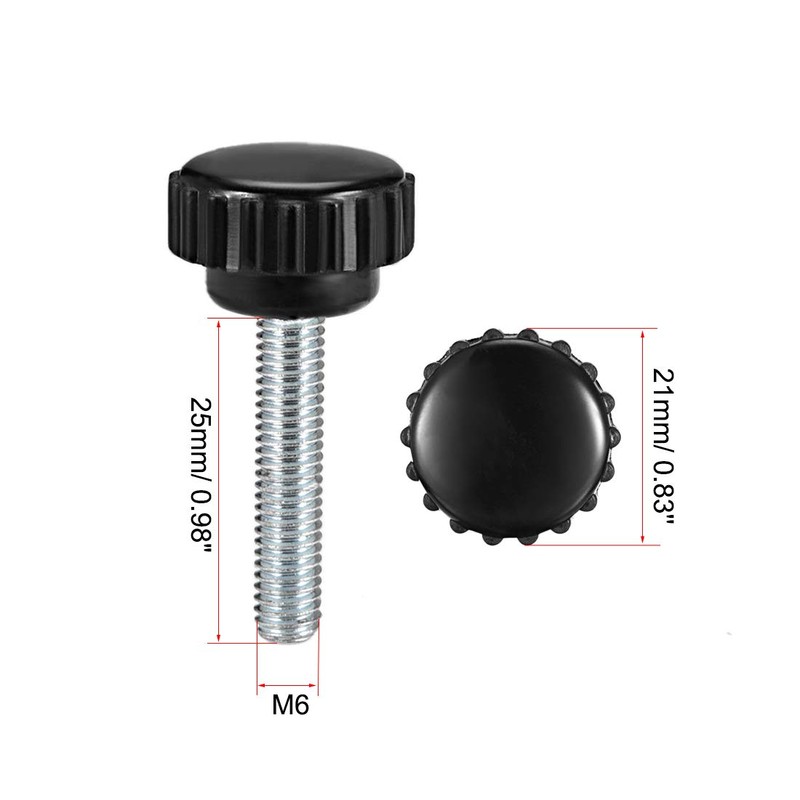 sourcing map 2pcs Knurled Clamping Knobs M6 x 25mm Metric