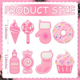 Pink Christmas Ornaments for Tree Decorations–8pcs PVC Pastel Pink Ornaments for Christmas Tree Decor